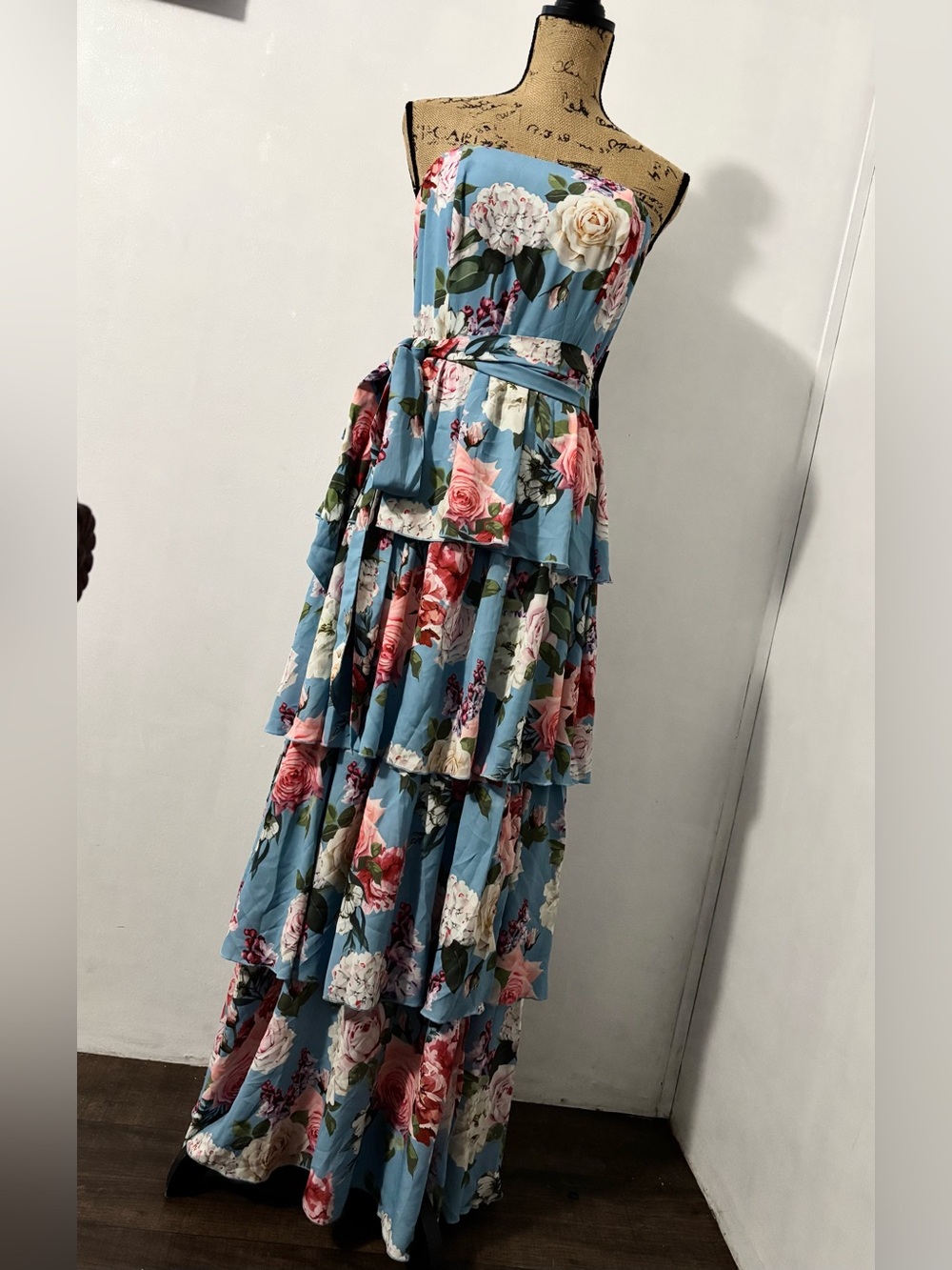 New York & Company Floral Print Ruffle Maxi Dress NWT Size S